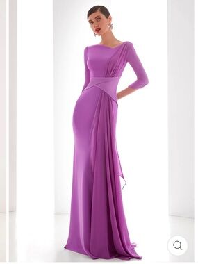 VALERIO LUNA Purple Mermaid Flare Crepe Dress VL5541 42